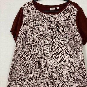 LOGO by Lori Goldstein Spotted Brown and White Tee